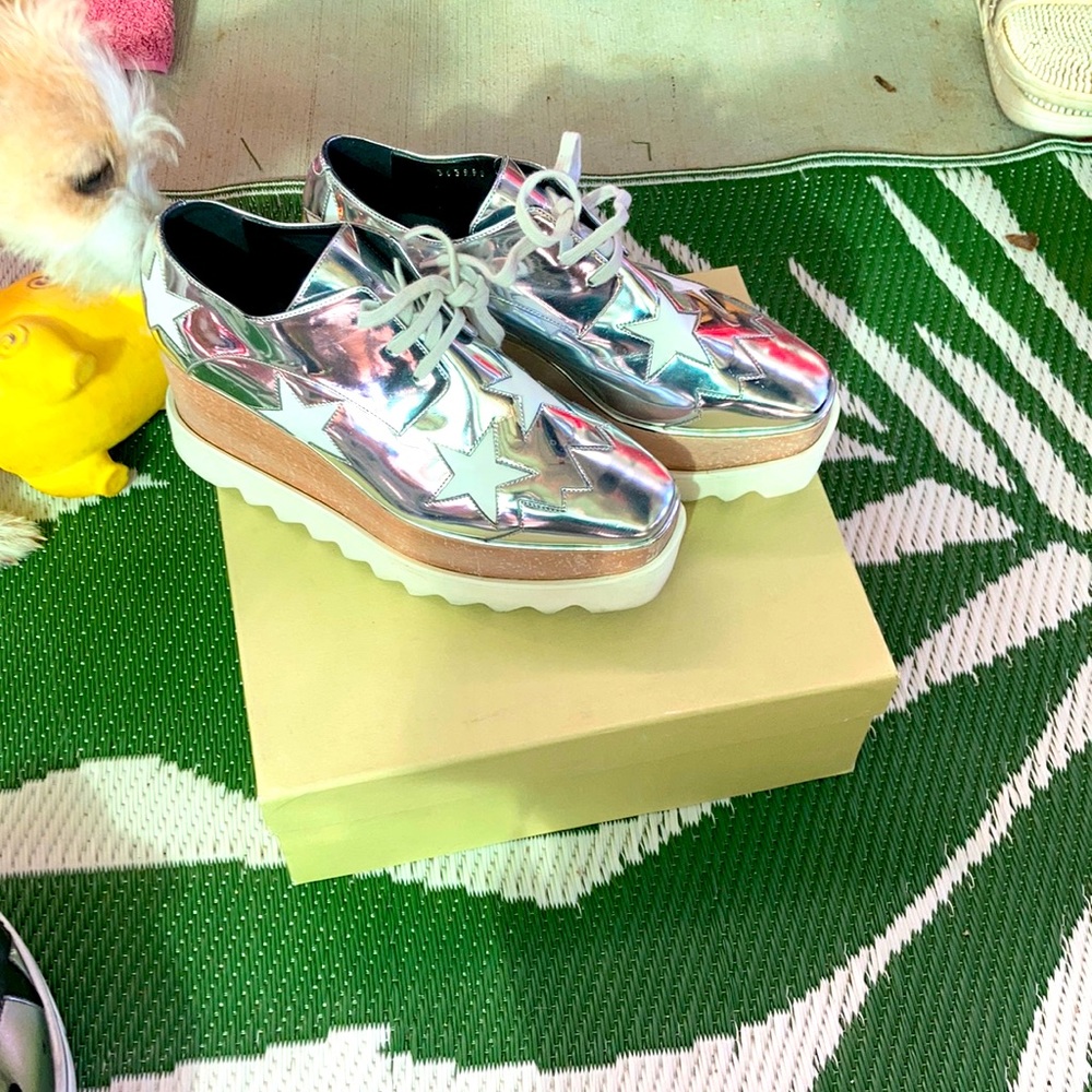 Authentic Stella McCartney  silver star platform lace-up